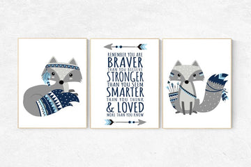 Fox nursery decor, nursery decor woodland, nursery decor fox, tribal nursery decor, woodland nursery, be brave little one baby room wall art