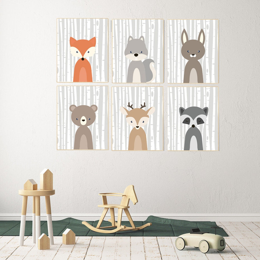 woodland animals print, Nursery decor boy woodland, woodland animals nursery wall art, nursery decor girl woodland, nursery prints woodland