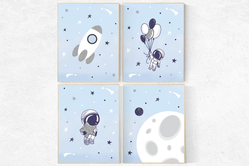 Nursery decor boy space, Space nursery decor, space nursery wall art, Nursery wall art space, astronaut print kids, space theme nursery