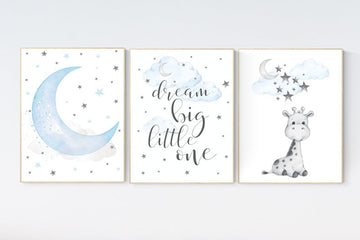 Nursery decor boy, giraffe print nursery, dream big little one, boy nursery giraffe, boy nursery wall art, giraffe nursery wall art