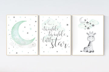 Giraffe nursery decor, Nursery decor girl giraffe, mint nursery decor, gender neutral, nursery wall art quotes, neutral nursery prints