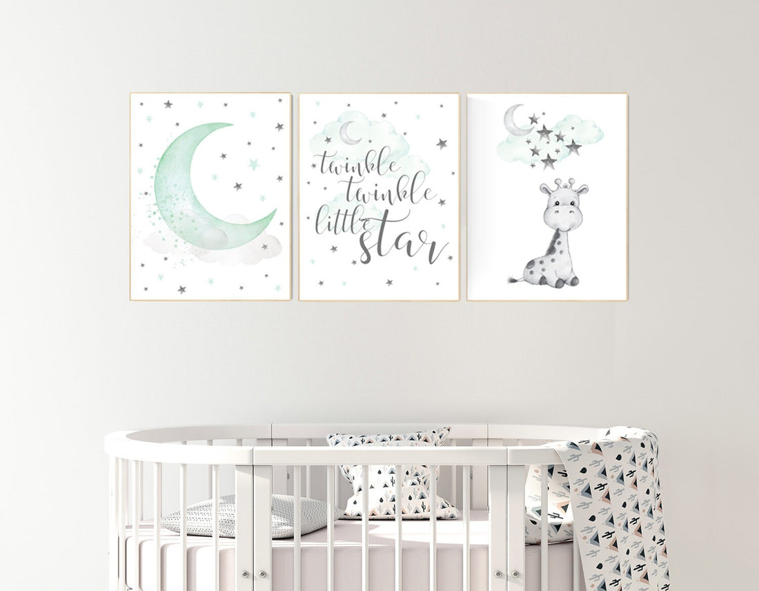 Giraffe nursery decor, Nursery decor girl giraffe, mint nursery decor, gender neutral, nursery wall art quotes, neutral nursery prints