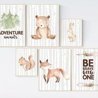 Nursery decor woodland, nursery wall art woodland animal, nursery decor neutral, gender neutral, nursery decor boy mountains adventure