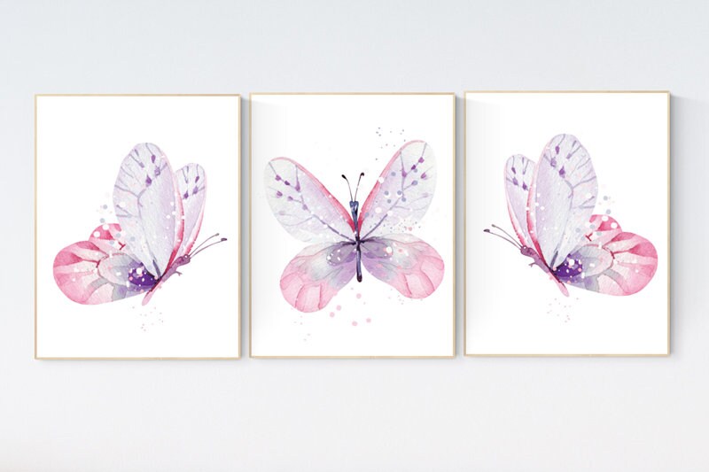 Nursery decor girl butterfly, purple pink, Butterfly Nursery Art, Girl Nursery Art, Butterfly Nursery Decor for Baby Girl, lilac, lavender