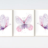 Nursery decor girl butterfly, purple pink, Butterfly Nursery Art, Girl Nursery Art, Butterfly Nursery Decor for Baby Girl, lilac, lavender