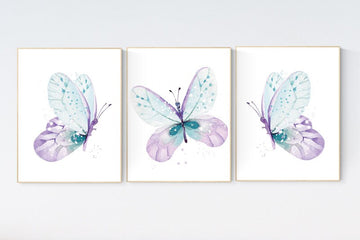 Nursery decor girl purple turquoise, Nursery decor girl butterfly, purple mint, Butterfly Nursery Art, Butterfly Nursery Decor, lilac