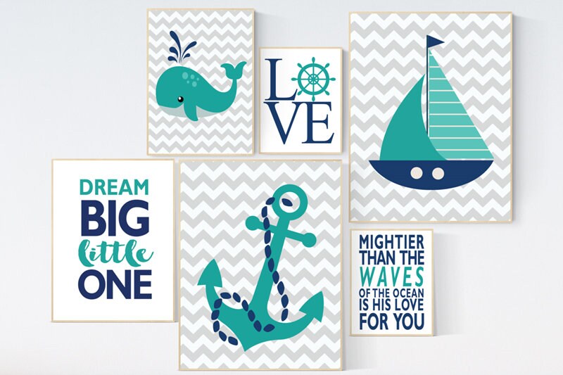 Nautical boy nursery, nursery decor boy nautical baby room, navy nursery, teal nursery, nautical nursery wall decor, navy and teal nursery