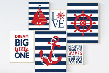 Nautical boy nursery, nursery decor boy nautical baby room, navy red nursery, navy and red nursery, nautical nursery wall decor navy nursery