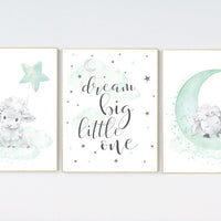 Mint nursery decor, nursery decor lambs, Sheep nursery decor, nursery wall art sheep, gender neutral nursery, cloud and star, mint green