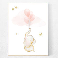 Blush nursery, elephant nursery, girl nursery room wall decor, blush gold, elephant balloon, nursery prints elephant, girl nursery ideas