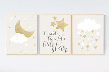 Neutral nursery decor, gold nursery decor, gender neutral nursery decor, baby room twinkle twinkle little star, neutral nursery, nursery art