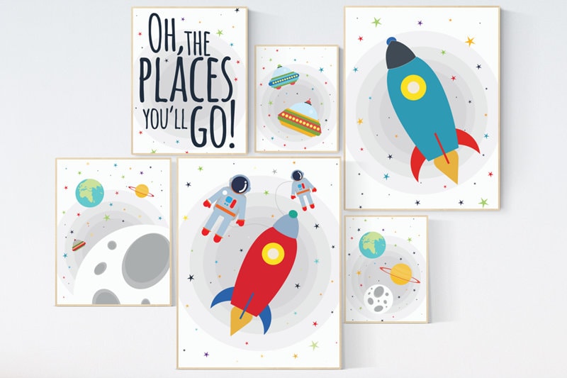 Space nursery decor, nursery decor boy, space nursery print, nursery decor space, oh the places you&