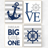 Nursery decor boy nautical, nautical nursery, navy and gray nursery, boys room decor, navy grey, nautical nursery wall art, navy nursery