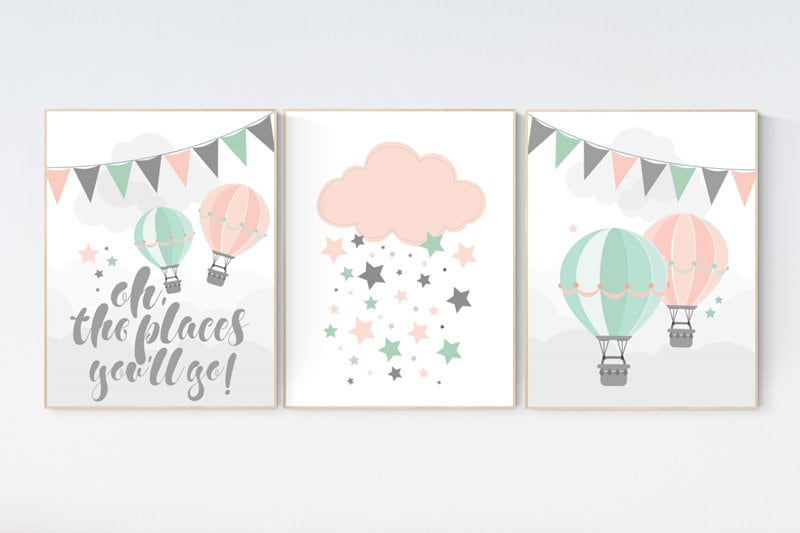 Coral mint nursery, Mint pink nursery, Oh the places you&