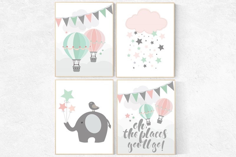 Coral mint nursery, Mint pink nursery, Oh the places you&