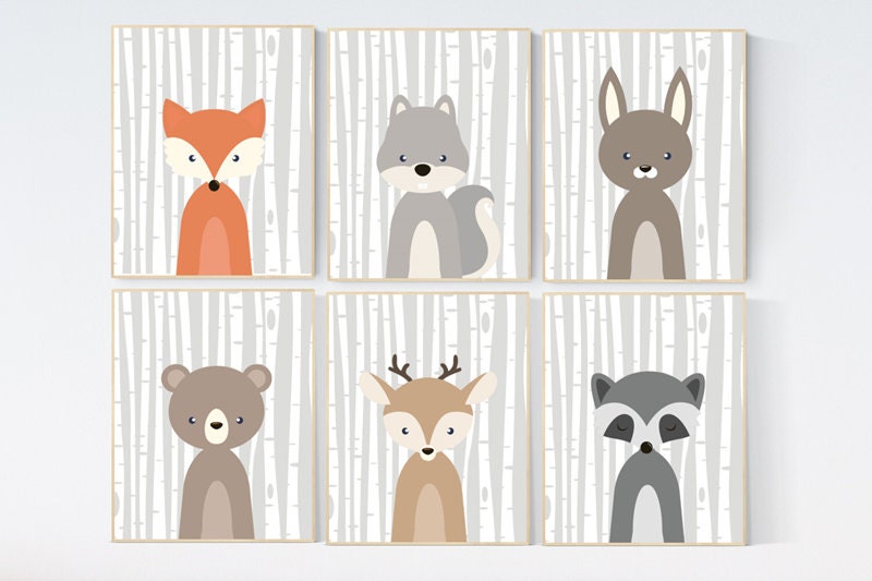 Nursery decor boy woodland, woodland animals nursery wall art, nursery decor girl woodland, nursery prints woodland, animal prints