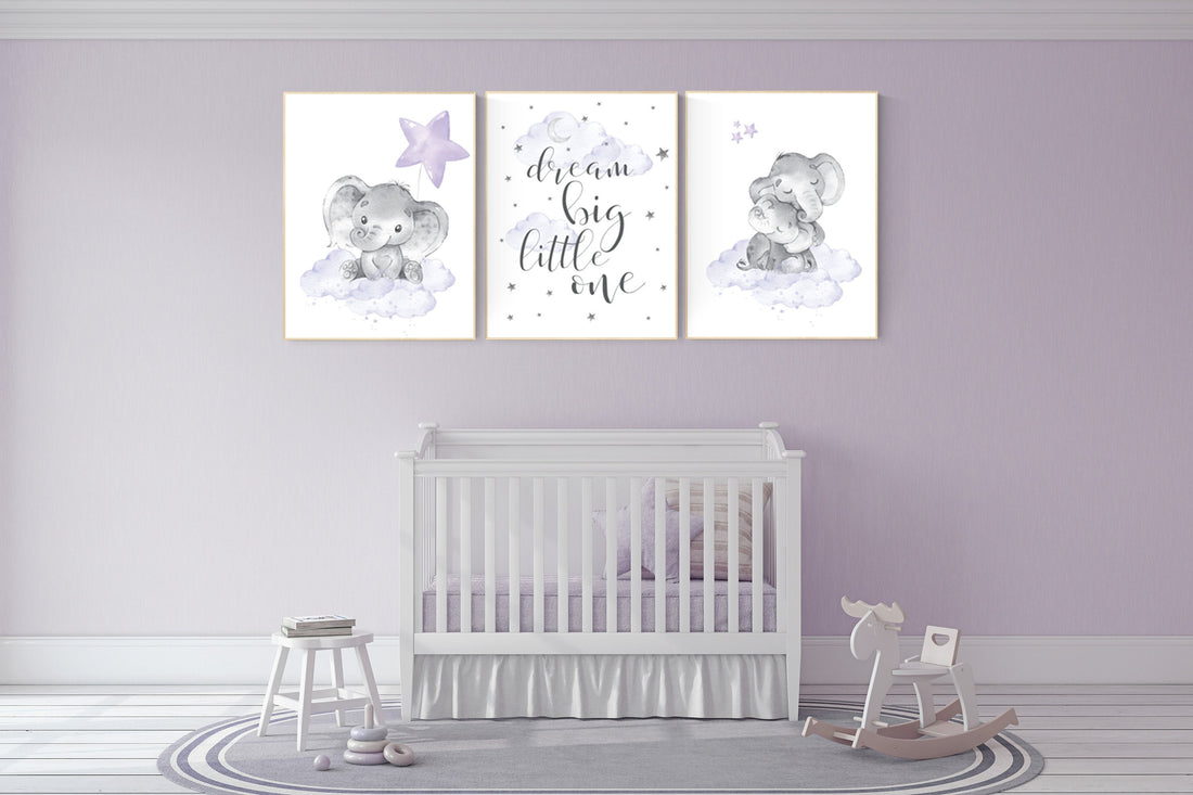 Nursery decor girl purple, nursery decor girl elephant, Girls room decor purple, moon and stars, lavender, star nursery, lilac nursery decor