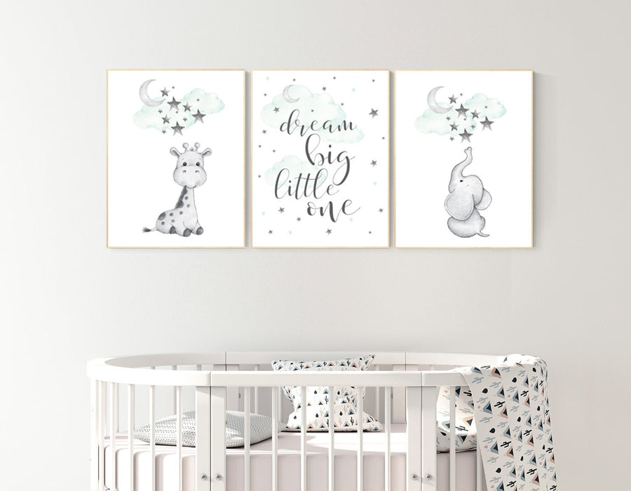 Giraffe nursery decor, Nursery decor girl giraffe, nursery decor elephant, mint nursery decor, gender neutral, nursery wall art quotes
