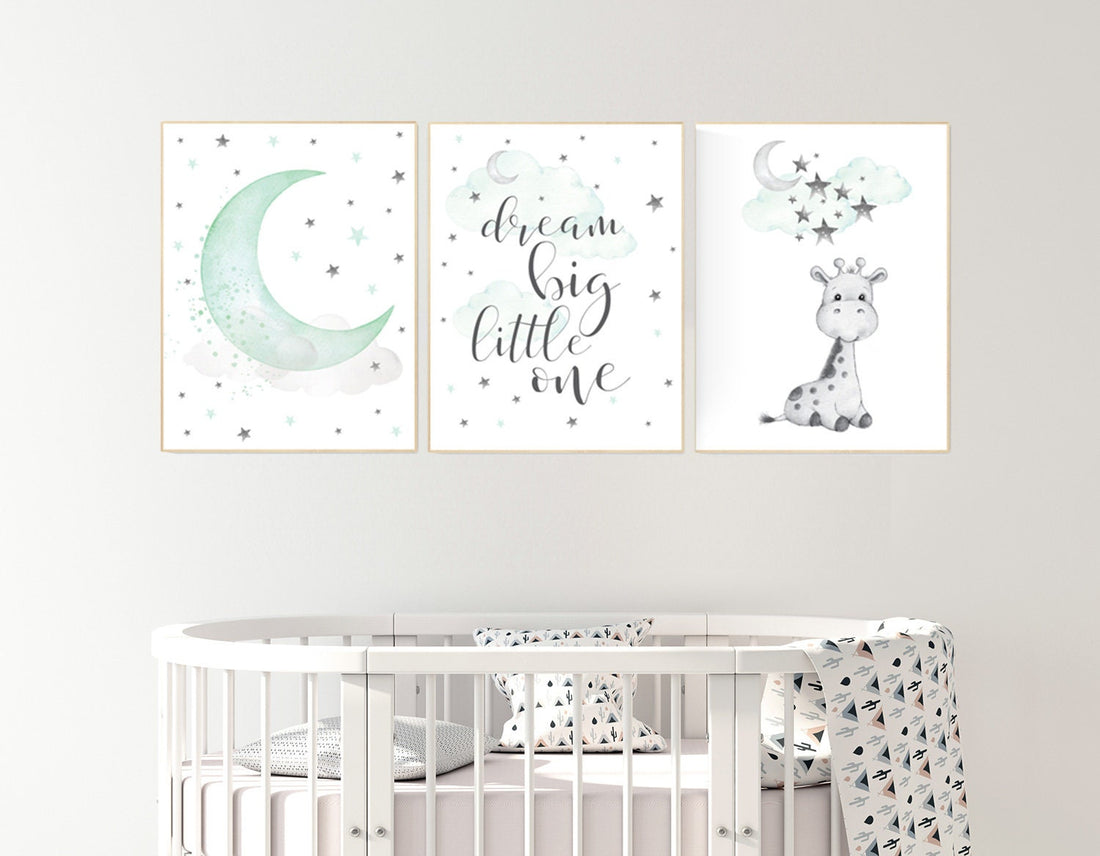 Giraffe nursery decor, Nursery decor girl giraffe, mint nursery decor, gender neutral, nursery wall art quotes, neutral nursery prints