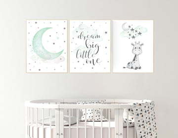 Giraffe nursery decor, Nursery decor girl giraffe, mint nursery decor, gender neutral, nursery wall art quotes, neutral nursery prints