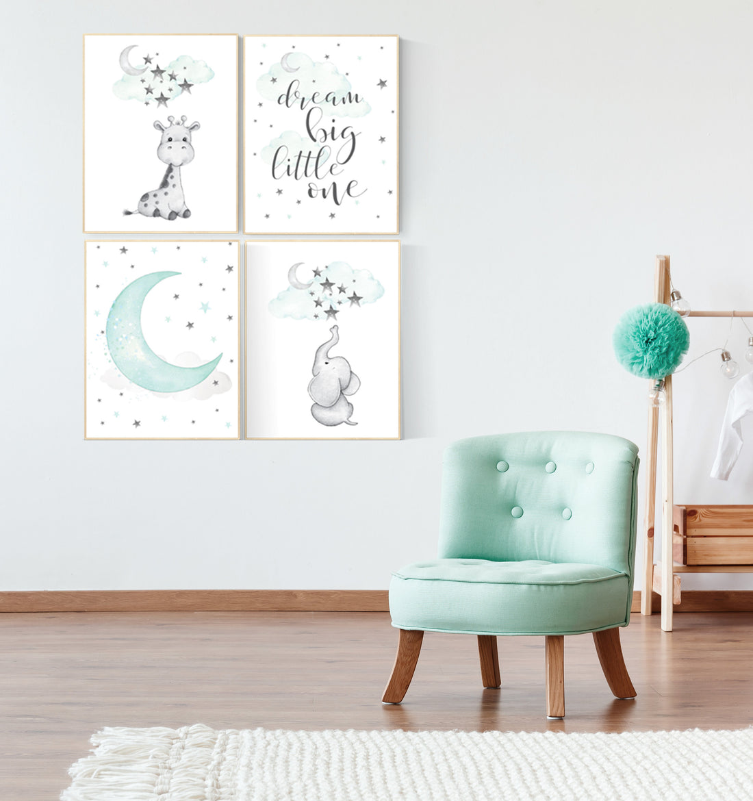 Nursery decor elephant, Mint nursery decor, gender neutral, nursery wall art quotes, Giraffe nursery decor, Nursery decor girl giraffe
