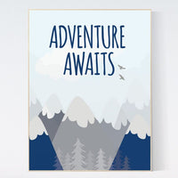 Nursery decor boy mountains adventure, nursery wall art woodland, adventure awaits nursery, nursery decor neutral, baby room decor mountains