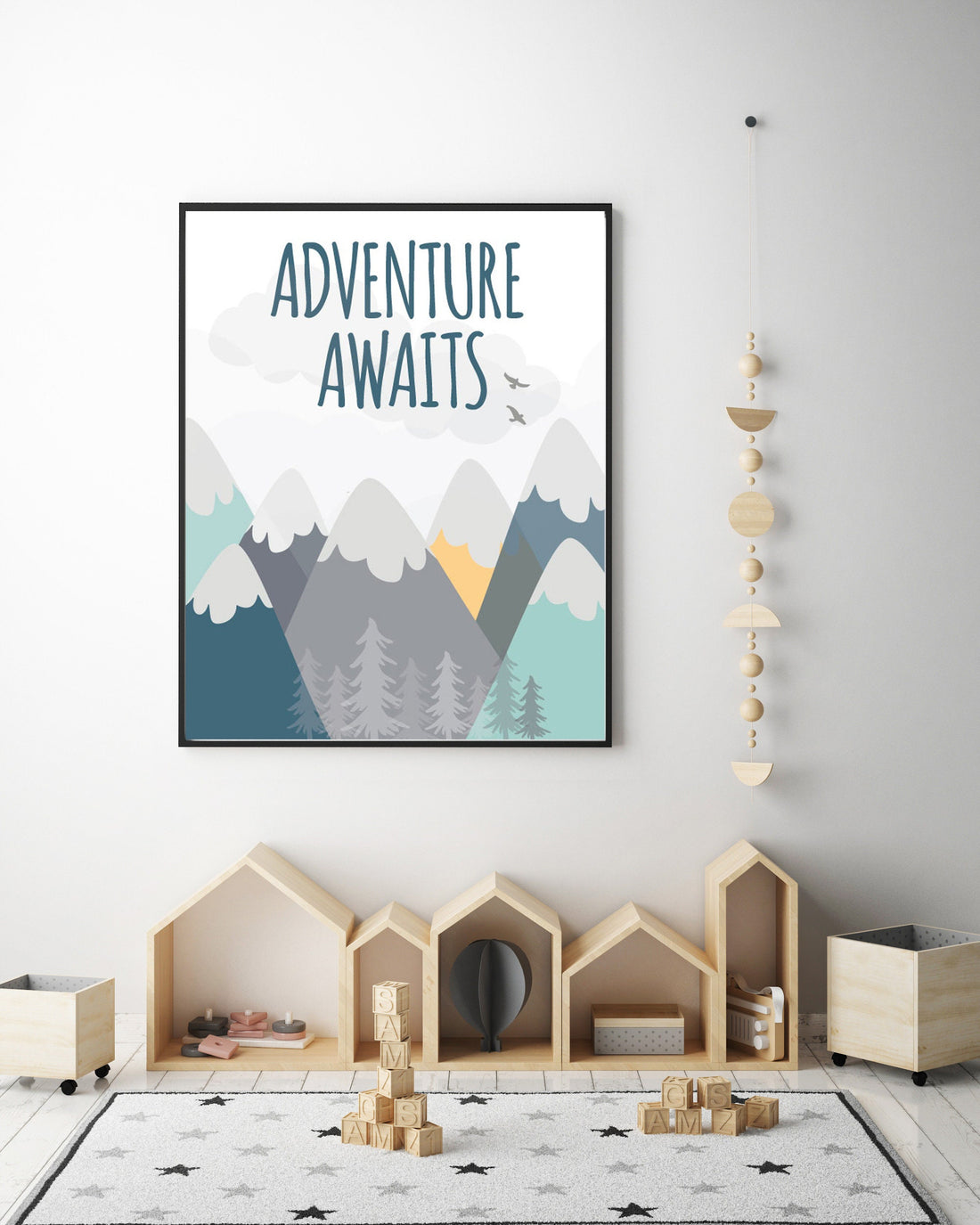 Nursery decor boy mountains adventure, nursery wall art woodland, adventure awaits nursery, nursery decor neutral, baby room decor mountains