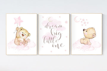 Nursery decor bear, bear nursery decor for girls, nursery decor girl, girl nursery decor, nursery wall art girl teddy bear print for nursery