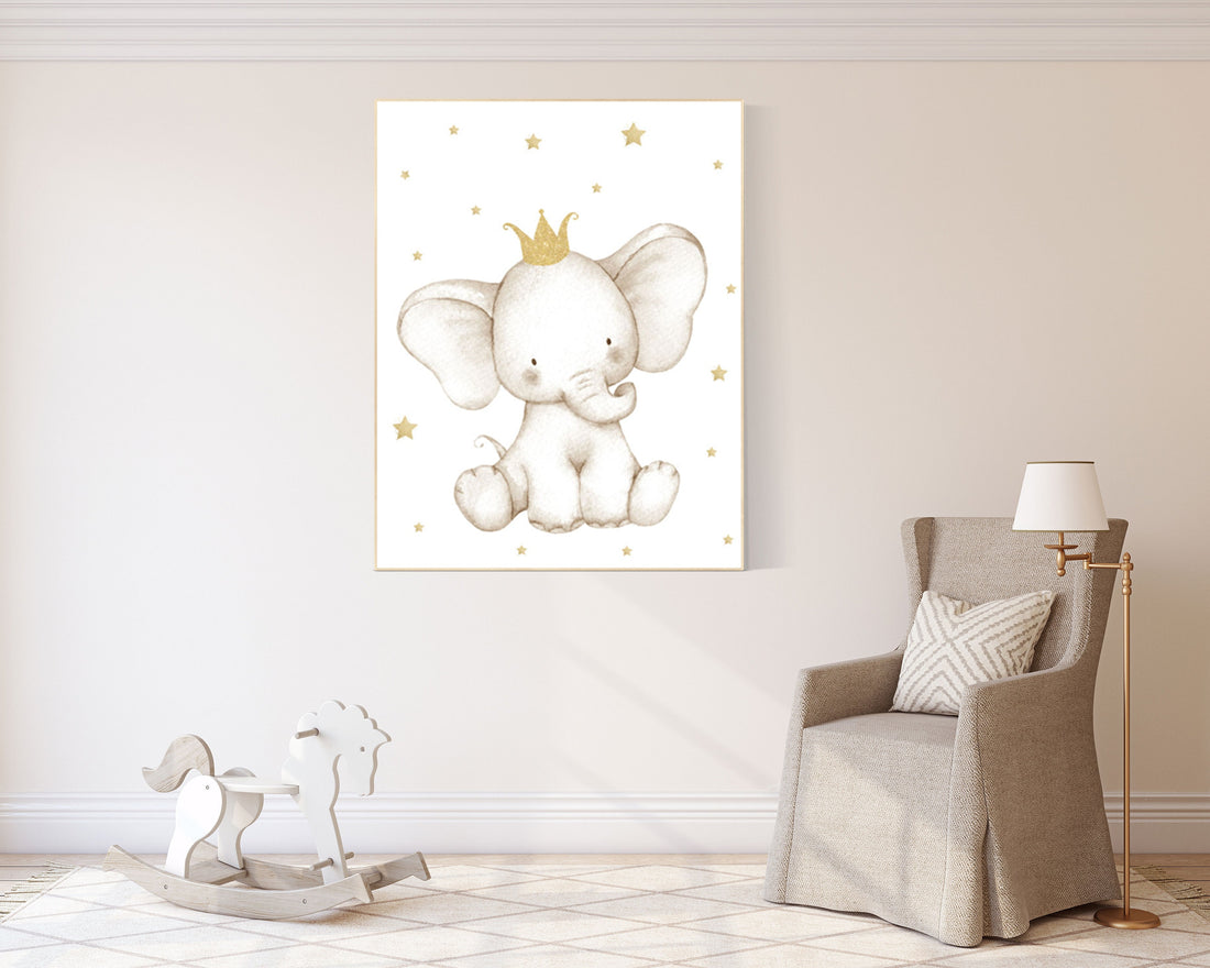 elephant nursery wall art, gold nursery decor, girls room decor, gold print for nursery, gold nursery, elephant family, elephant wall art