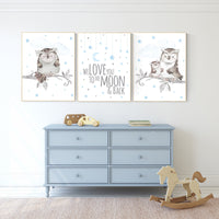 Nursery decor boy owls, owl nursery, nursery wall art boy, owl print nursery, owl print baby, baby nursery decor, baby room decor boy