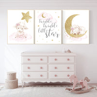 Nursery decor girl, Sheep nursery decor, nursery decor lambs, twinkle twinkle little star,nursery wall art sheep, moon and cloud