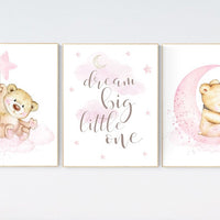 Nursery decor bear, bear nursery decor for girls, nursery decor girl, girl nursery decor, nursery wall art girl teddy bear print for nursery