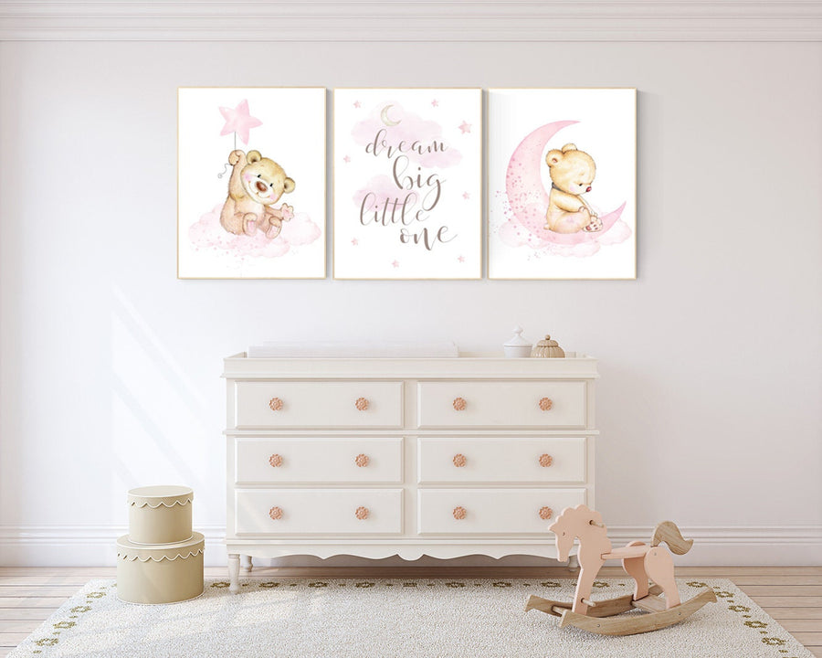 Nursery decor bear, bear nursery decor for girls, nursery decor girl, girl nursery decor, nursery wall art girl teddy bear print for nursery