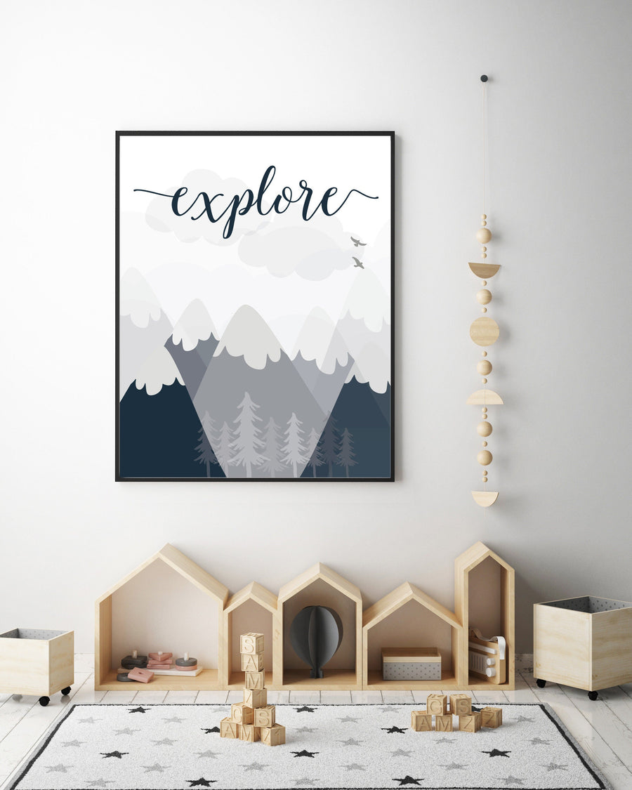 Woodland nursery, explore, nursery wall art woodland, nursery, nursery decor neutral, baby room decor mountains, adventure nursery, woodland