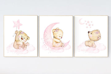 Nursery decor bear, bear nursery decor for girls, nursery decor girl, girl nursery decor, nursery wall art girl teddy bear print for nursery