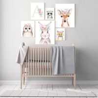 Woodland animals nursery, woodland nursery decor girl, animal prints for nursery girl, bunny print for girls nursery, Woodland Nursery Art