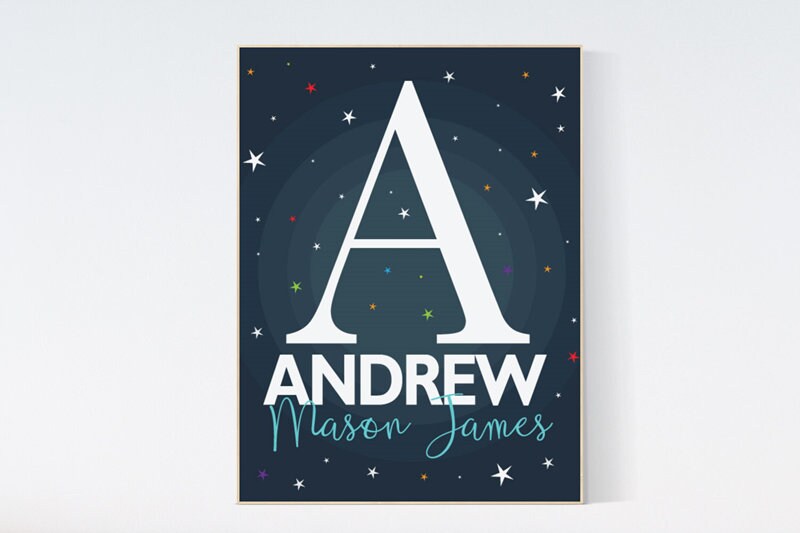 Nursery wall art name, Space nursery decor, Outer Space Room Art, name nursery, nursery wall art, Space Decor, nursery decor boy name