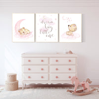Nursery decor bear, bear nursery decor for girls, dream big little one, girl wall art, nursery wall art girl nursery pink nursery art