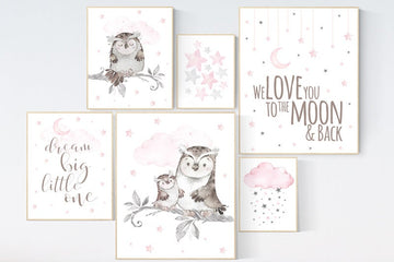 Owl Nursery Decor girl, owl print nursery, Baby girl room, nursery wall art owl, Owl wall art print, Owl nursery poster, Owl Art Print