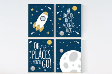 Nursery decor boy space, Space themed nursery, outer space nursery, space print, boys nursery ideas, planets, moon, rocket, navy nursery