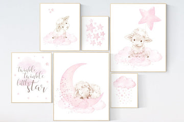Nursery wall art girl, Sheep nursery decor, sheep nursery art, lamb nursery decor, lamb print for nursery, Sheep nursery print, Lamb art