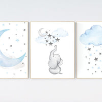 Elephant nursery, Blue and gray, we love you to the moon and back, Nursery decor boy, nursery decor, boys room, moon and stars, blue grey