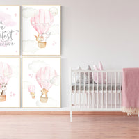 Hot air balloon nursery, nursery decor girl, you are our greatest adventure nursery, nursery prints girl, animal nursery, pink nursery