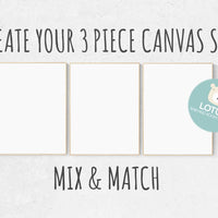 Choose Any 3 prints, Mix and match! Create your canvas set, Custom nursery decor, canvas nursery prints, set of 3 canvas prints, canvas