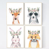 Nursery decor girl woodland, nursery decor animals, nursery decor boy woodland, baby room decor animals, nursery decor girl flower