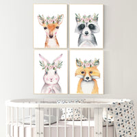 Nursery decor girl woodland, nursery decor animals, nursery decor boy woodland, baby room decor animals, nursery decor girl flower