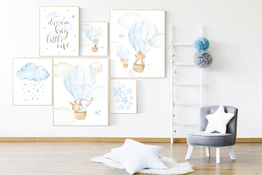 Hot air balloon nursery, nursery wall art boy, You are our greatest adventure, moon and stars, Nursery decor boy neutral, travel nursery art