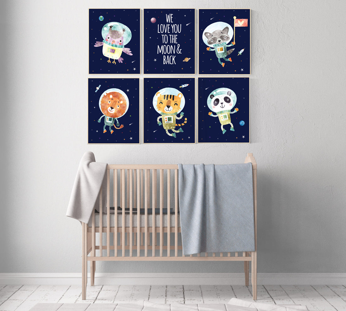 Nursery decor boy space, nursery prints Space,  Space themed nursery, we love you to the moon and back, outer space nursery, space nursery