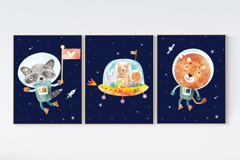 Nursery decor boy space, animals, Space nursery decor, Space themed nursery, outer space, boys room wall art, baby boy, space nursery