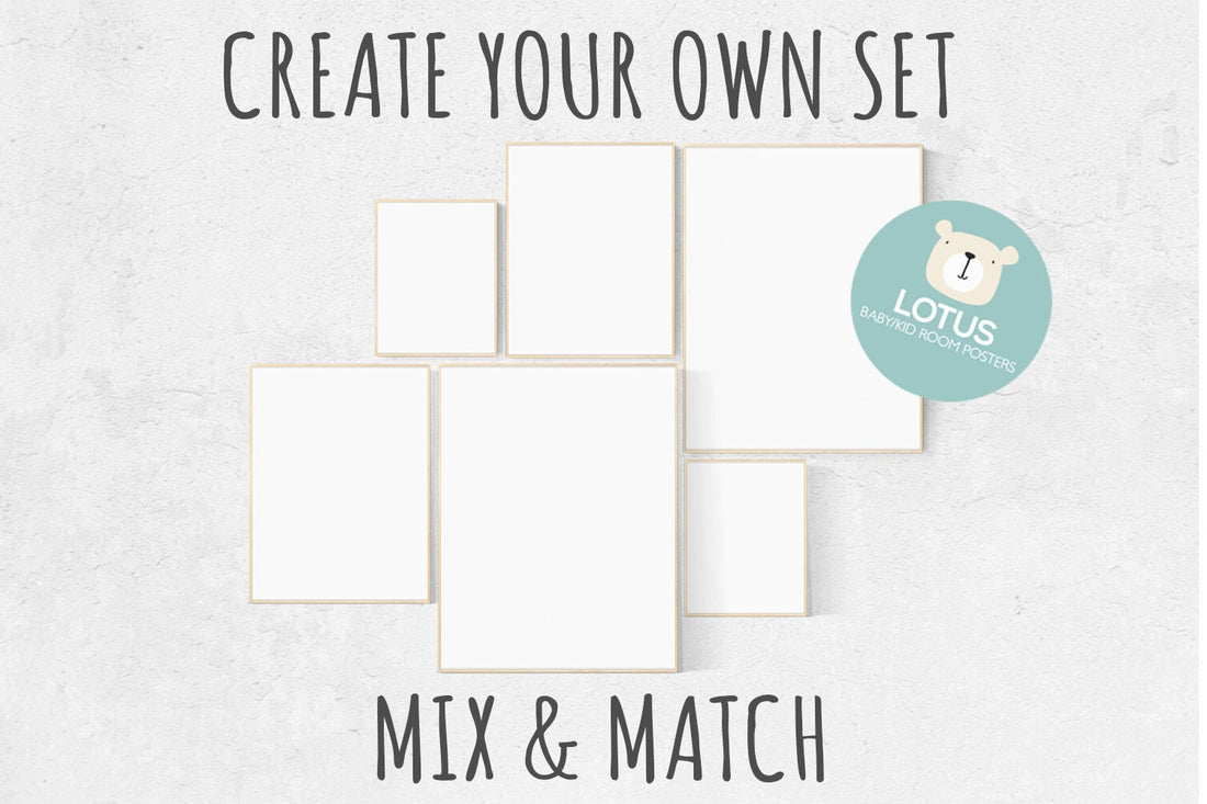 Create your own set, Mix and match! Custom nursery decor, Custom nursery art, set of 6 prints, nursery decor girl, nursery decor boy, prints